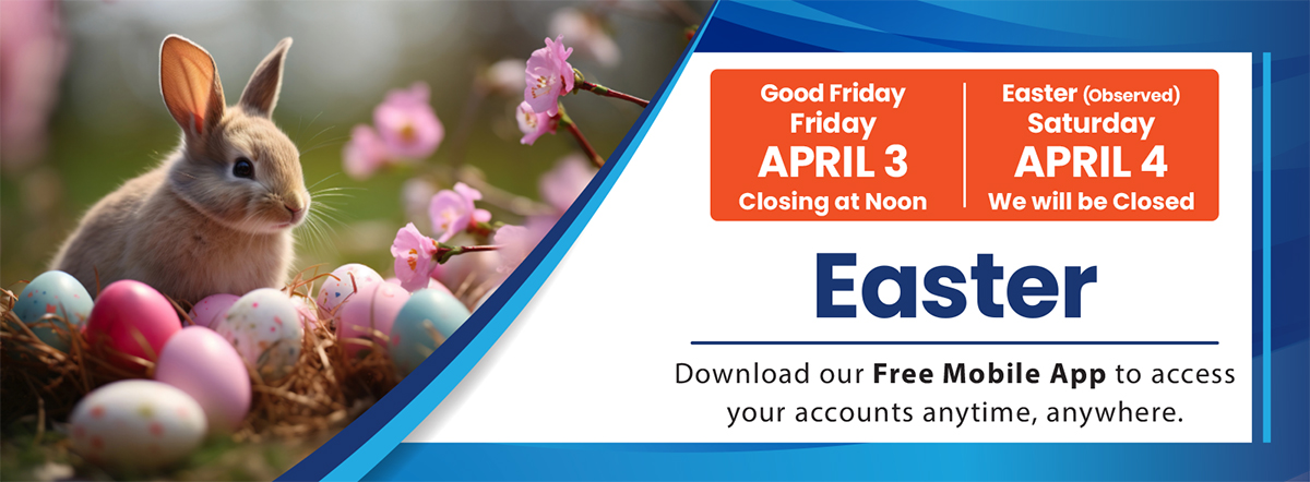 april 3- closing at noon. April 4 closed- in observation of Easter.